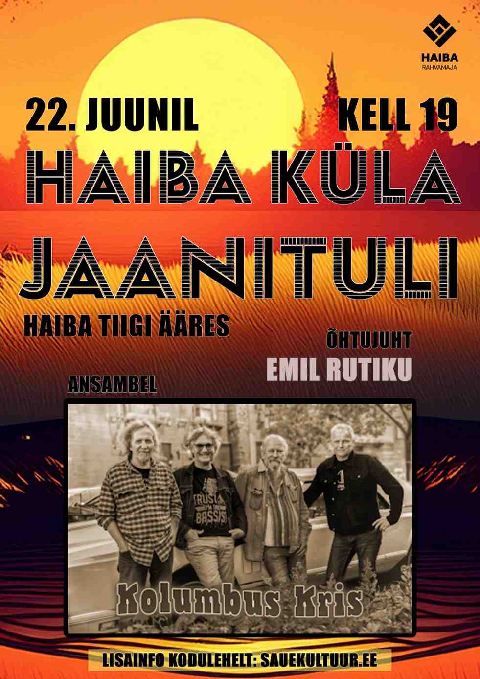 Event Haiba küla jaanituli 2026 | ansambel Kolumbus Kris illustratsioon