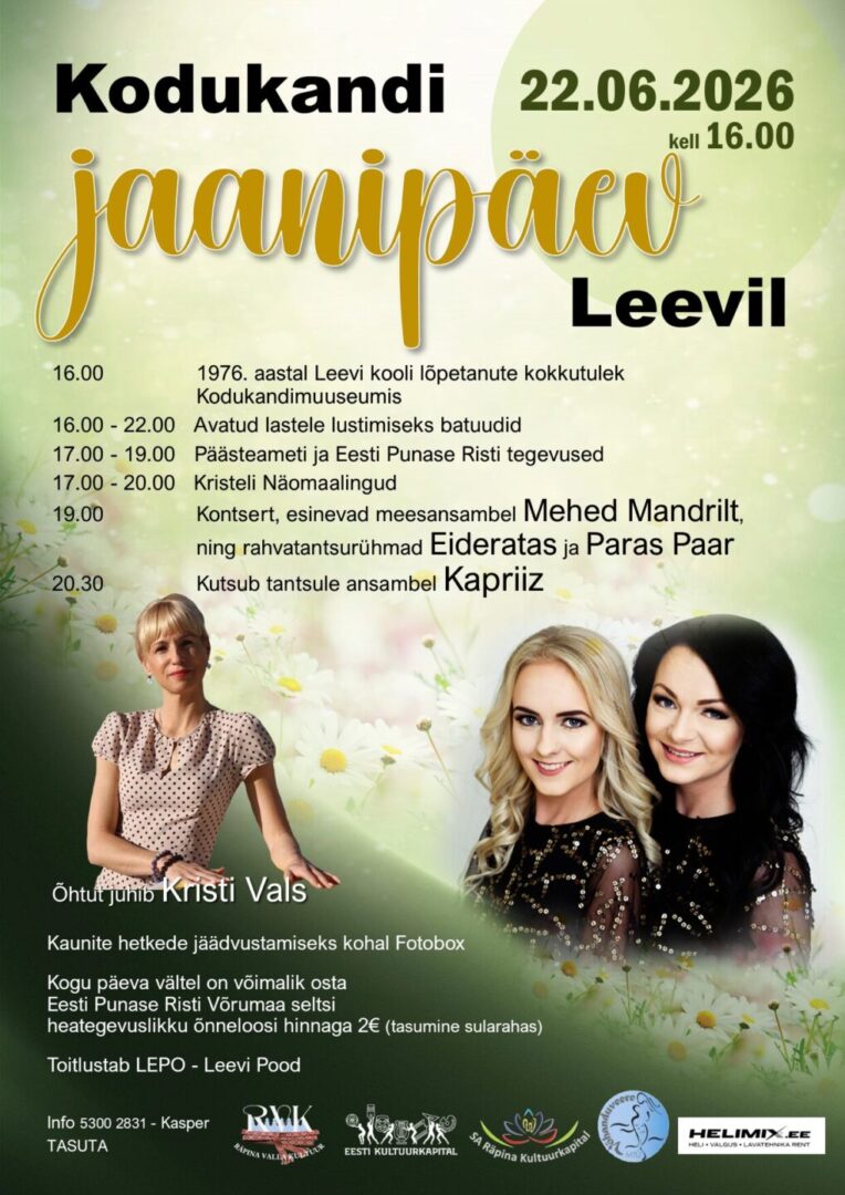Event Kodukandi jaanipäev Leevil illustratsioon