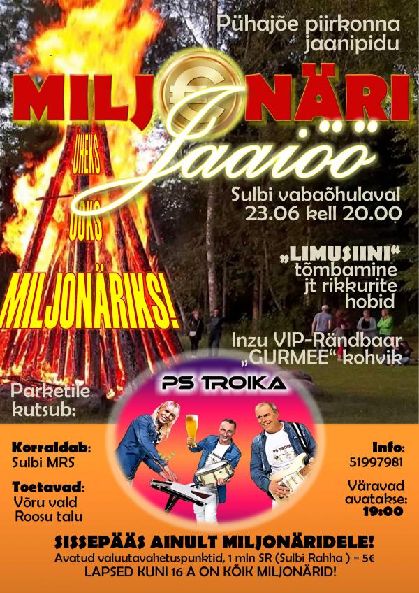 Event Pühajõe piirkonna jaanipidu MILJONÄRI JAANIÖÖ illustratsioon